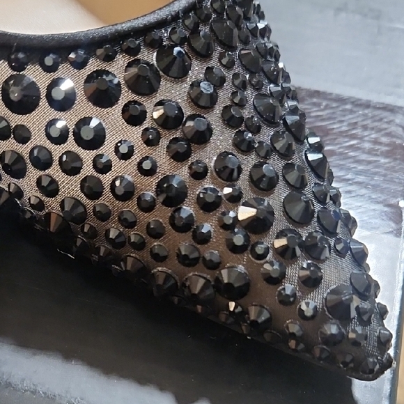 INC International Concepts Black Embellished Slingback Heels Gorgeous!